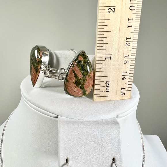 Unakite 925 Gemstone Pendant Bracelet Earrings Set - Picture 7 of 10